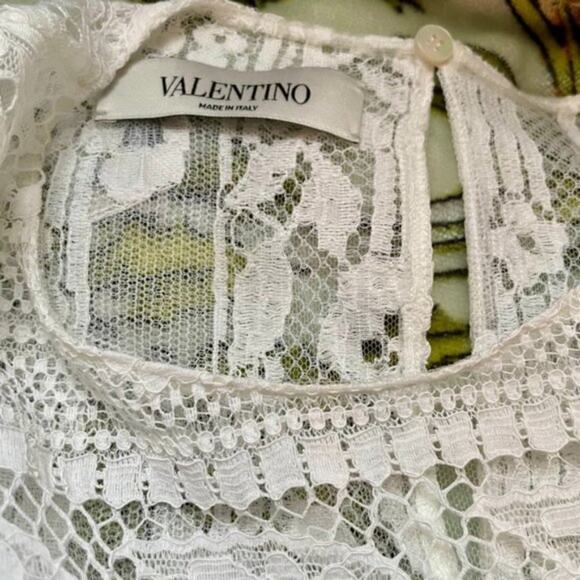 Valentino Lace Short Sleeve Shirt White size 6 - Picture 10 of 10